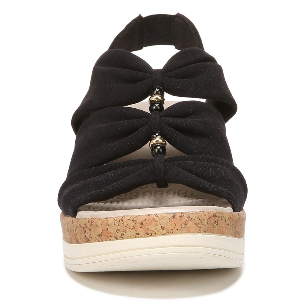 Bzees Roma Sandal Wedge - Black Fabric