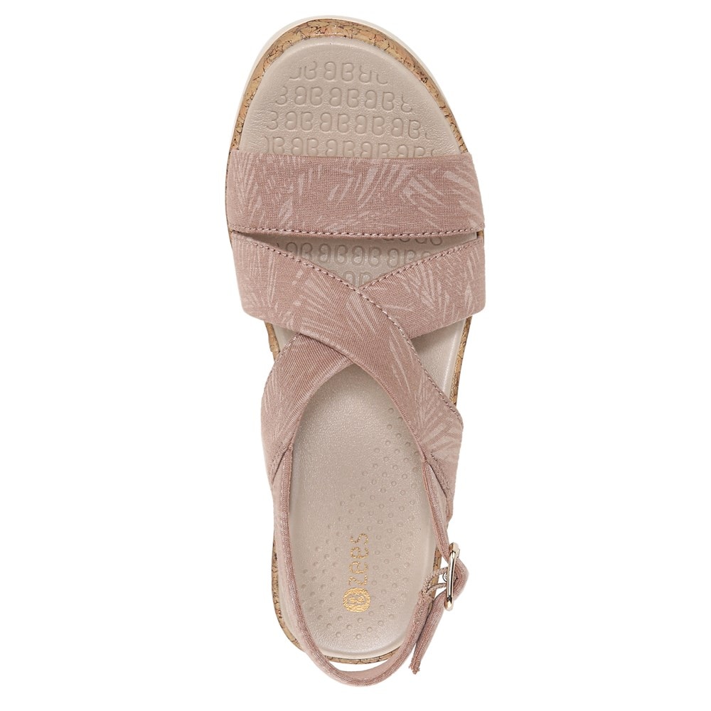 Bzees Radiant Wedge Sandal - Brown Palm Fabric Bzees Radiant Wedge Sandal - Brown Palm Fabric