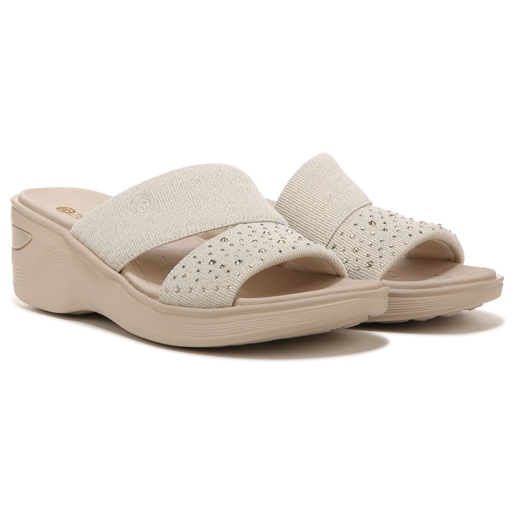 Bzees Dynasty Bright Wedge Sandal - Beige Rhinestone Fabric  Bzees Dynasty Bright Wedge Sandal - Beige Rhinestone Fabric
