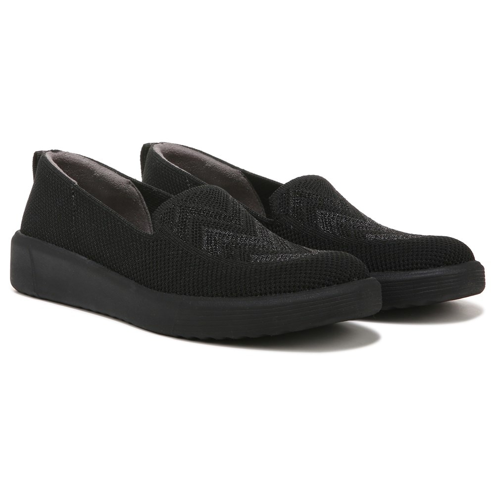 Bzees March On Moc Slip On - Black Chevron Knit
