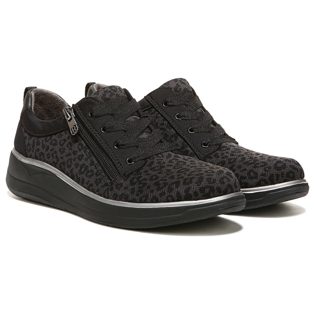 Bzees Tag Along Slip On Sneaker - Black Leopard Fabric