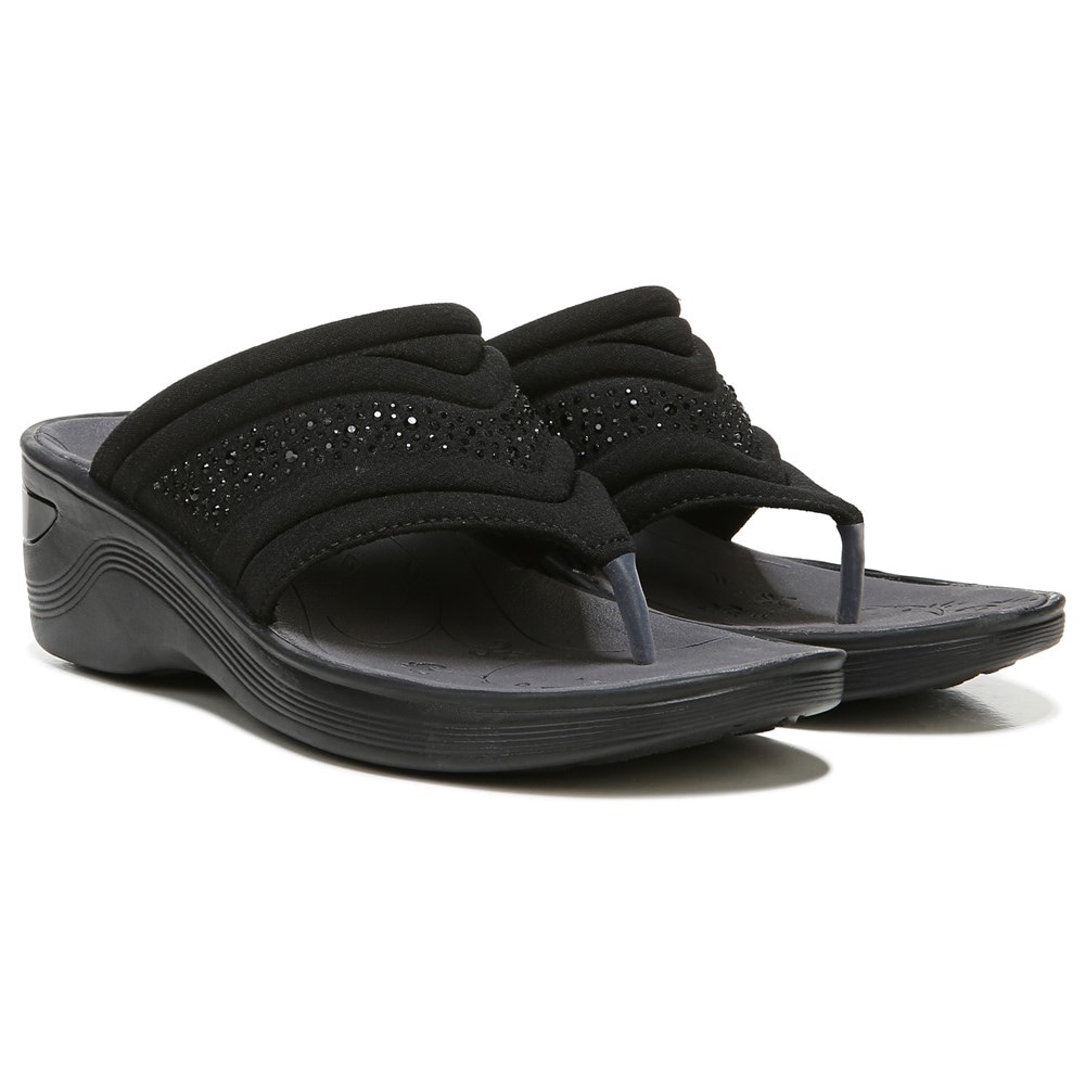 Bzees Dazzle Me Flip Flop Wedge Sandal - Black
