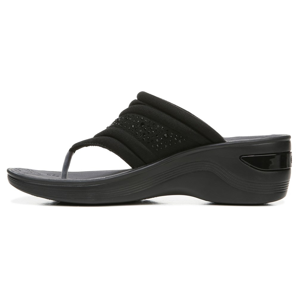 Bzees Dazzle Me Flip Flop Wedge Sandal - Black