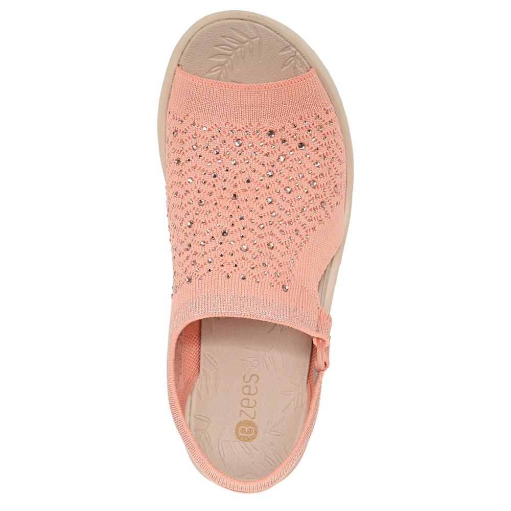 Bzees Star Bright Sandal - Peach Rhinestone Knit