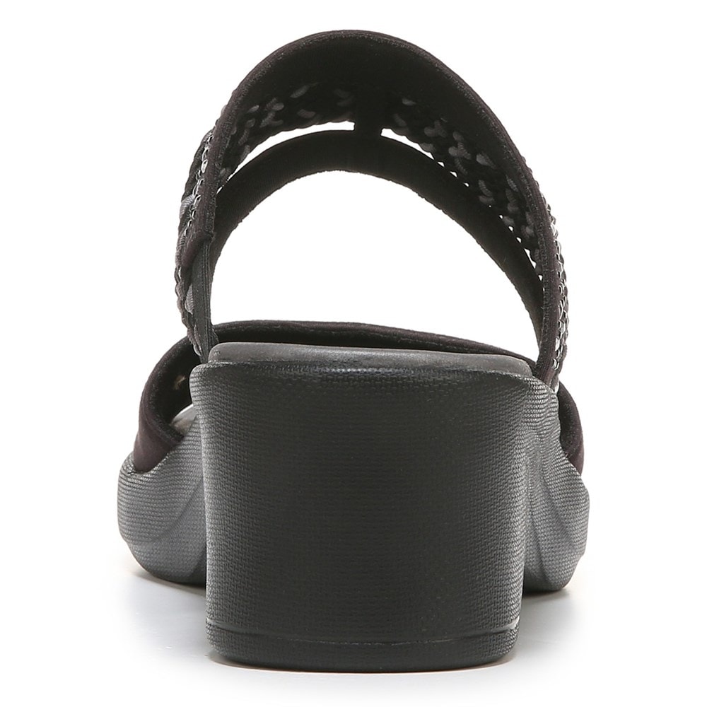 Bzees Fireworks Slide Wedge Sandal - Black Woven Fabric Bzees Fireworks Slide Wedge Sandal - Black Woven Fabric