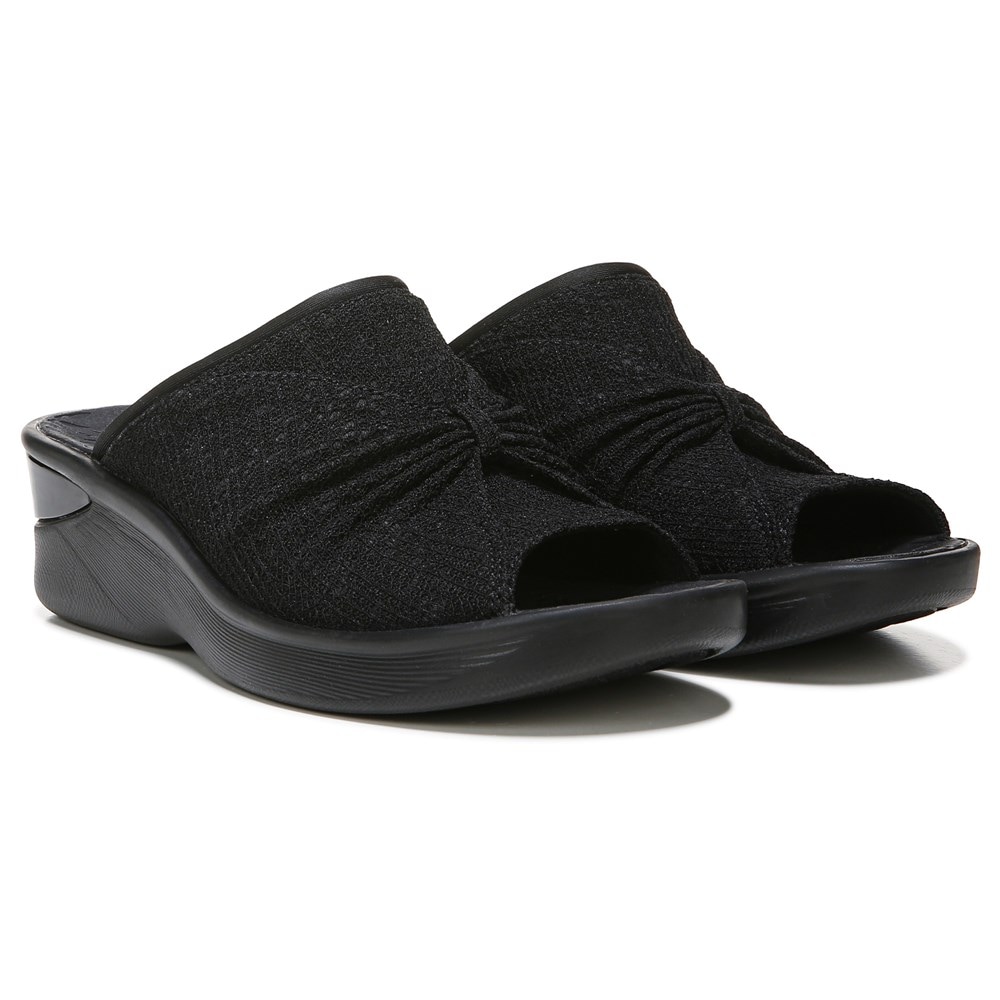 Bzees Sunburst Slide Wedge Sandal - Black Fabric