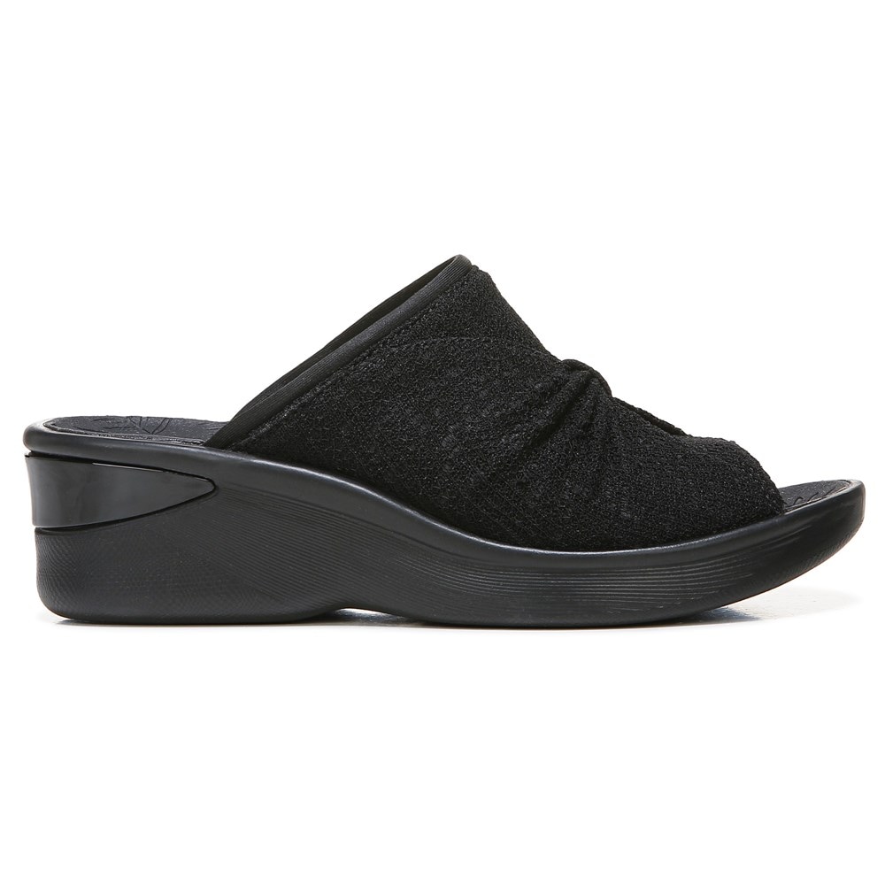 Bzees Sunburst Slide Wedge Sandal - Black Fabric Bzees Sunburst Slide Wedge Sandal - Black Fabric
