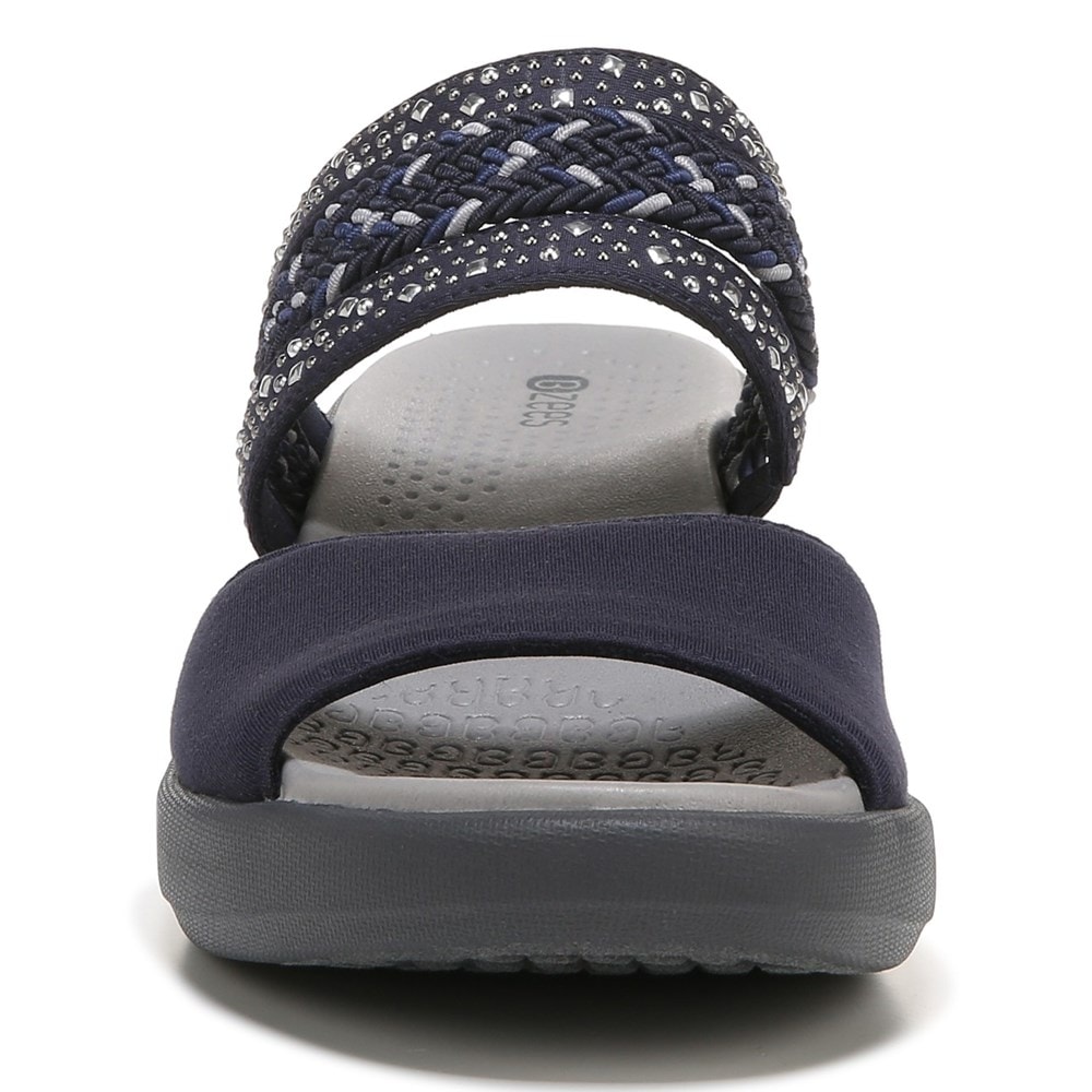 Bzees Fireworks Slide Wedge Sandal - Navy Blue Fabric