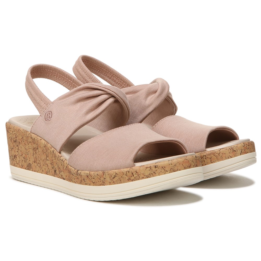 Bzees Remix It Slingback Wedge Sandal - Brown Fabric  Bzees Remix It Slingback Wedge Sandal - Brown Fabric