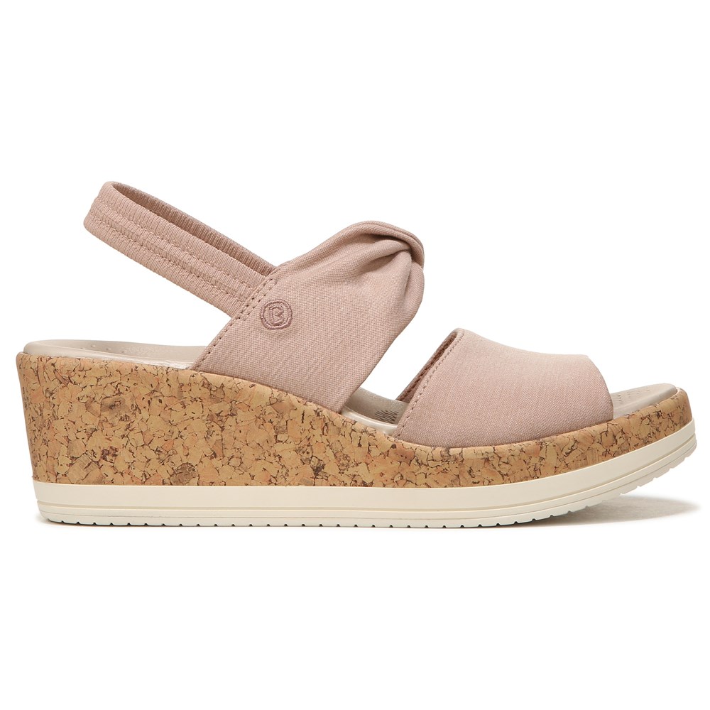 Bzees Remix It Slingback Wedge Sandal - Brown Fabric