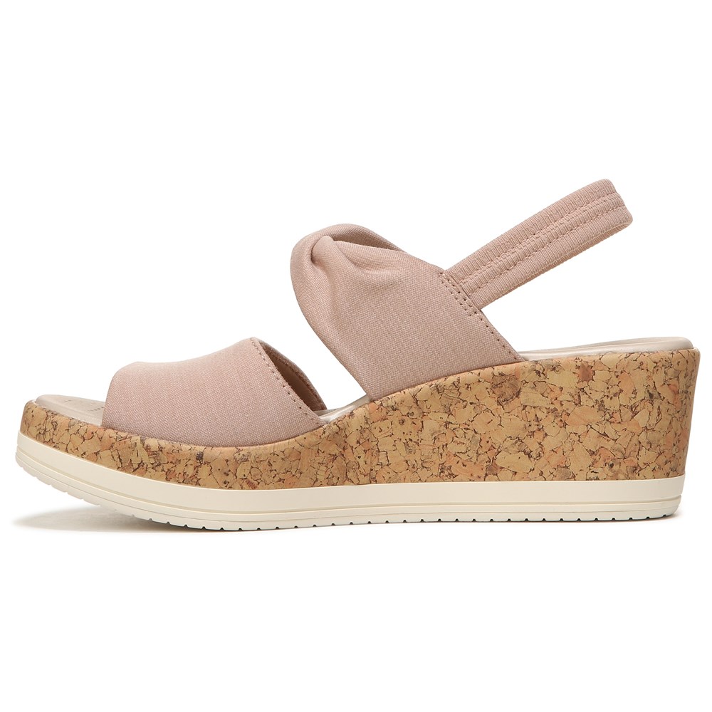 Bzees Remix It Slingback Wedge Sandal - Brown Fabric