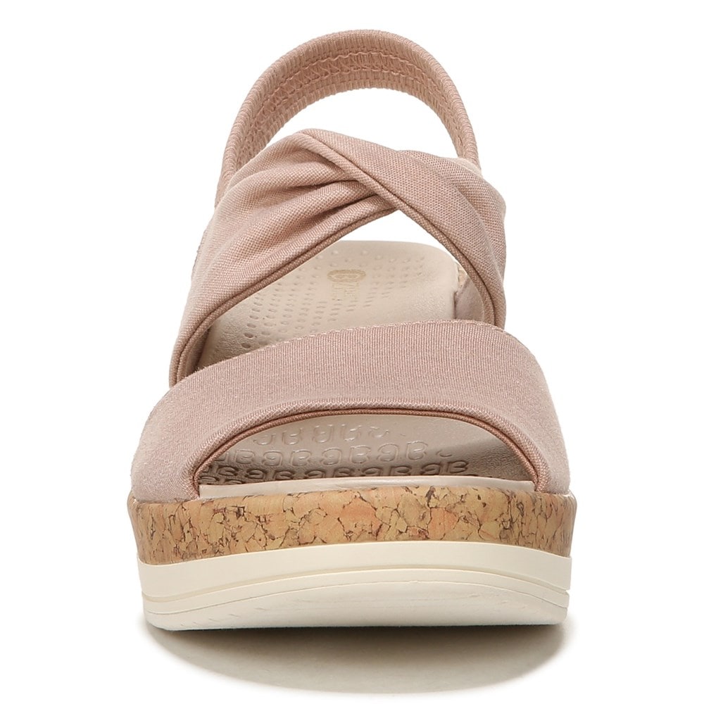 Bzees Remix It Slingback Wedge Sandal - Brown Fabric