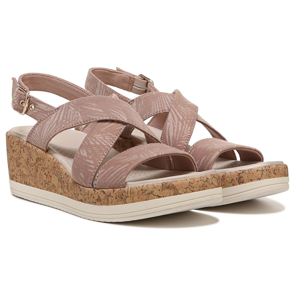 Bzees Radiant Wedge Sandal - Brown Palm Fabric
