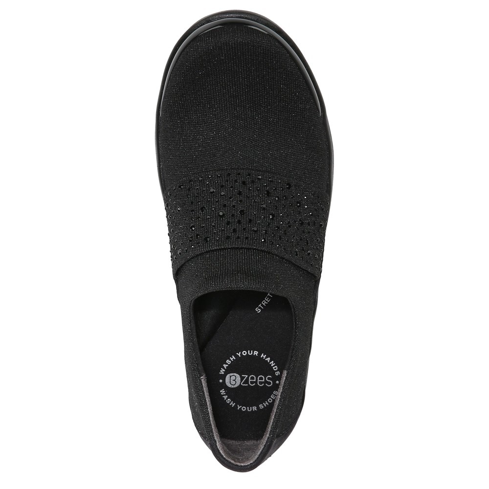 Bzees Pizazz Slip On - Black Sparkle Knit Fabric Bzees Pizazz Slip On - Black Sparkle Knit Fabric