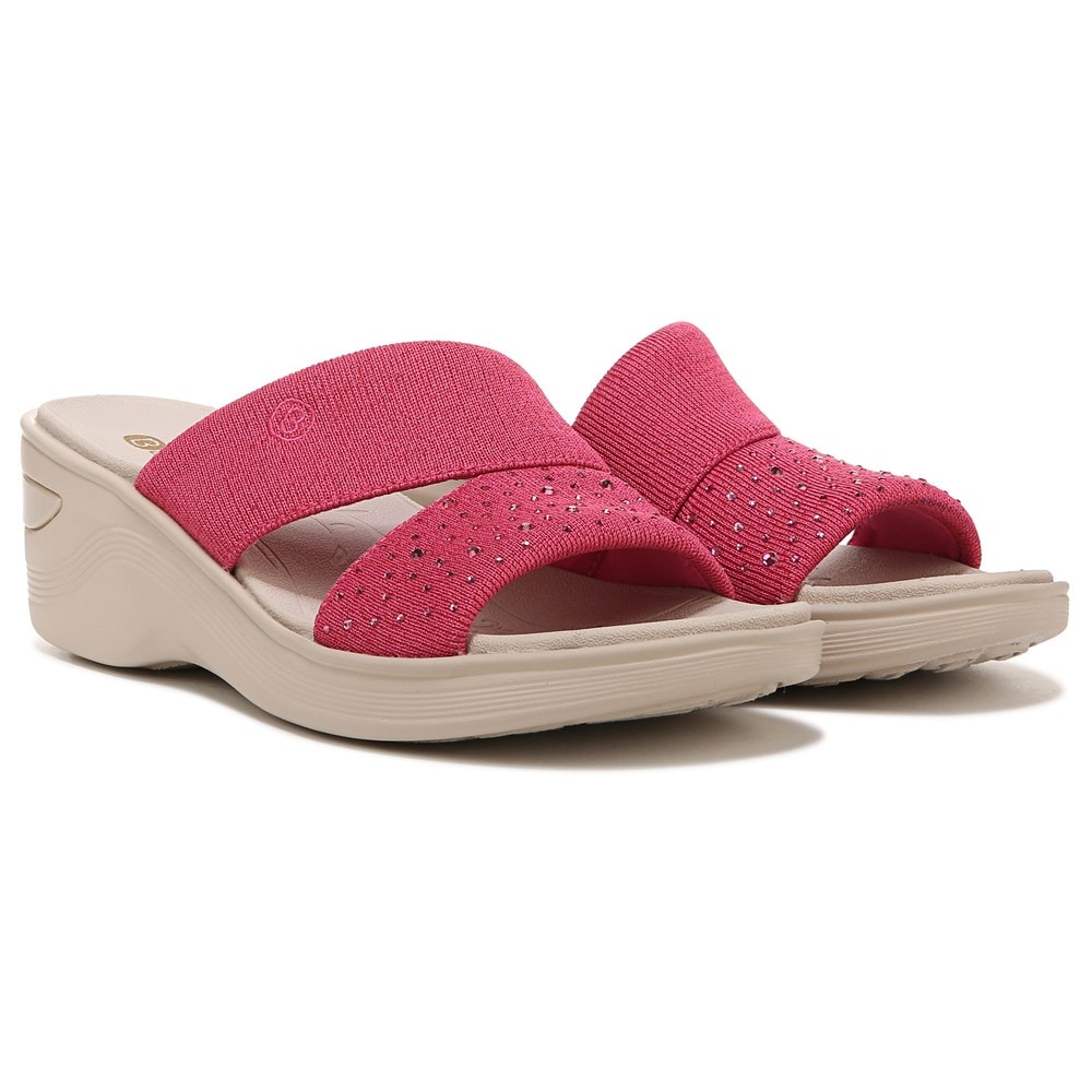Bzees Dynasty Bright Wedge Sandal - Pink Fabric