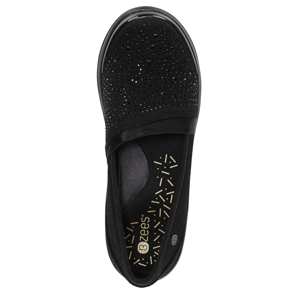 Bzees Red-Hot Slip On - Black Rhinestone Fabric