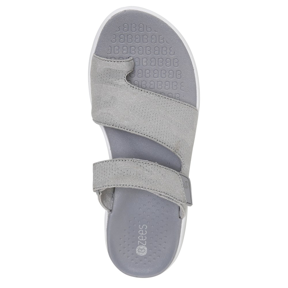 Bzees Carry On Toe Loop Slide Sandal - Silver Smoke Camo Fabric Bzees Carry On Toe Loop Slide Sandal - Silver Smoke Camo Fabric