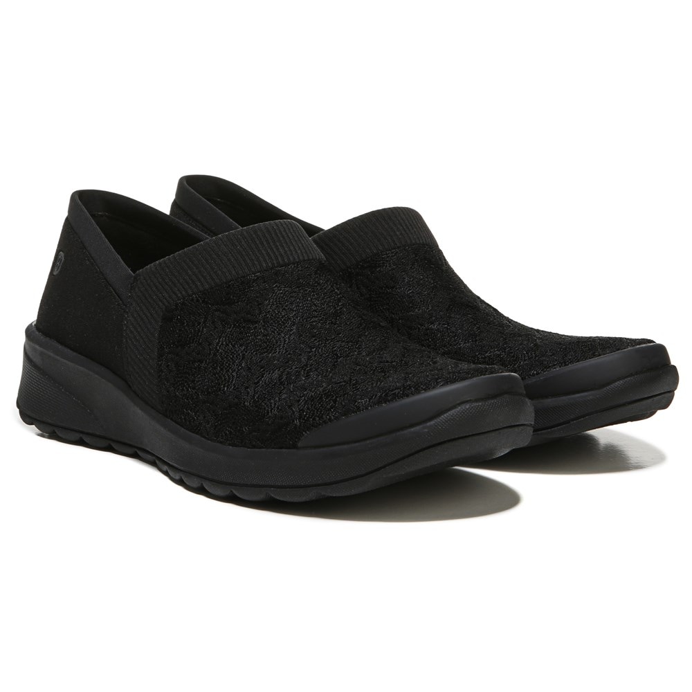 Bzees Gia Slip On - Black Pointelle Knit