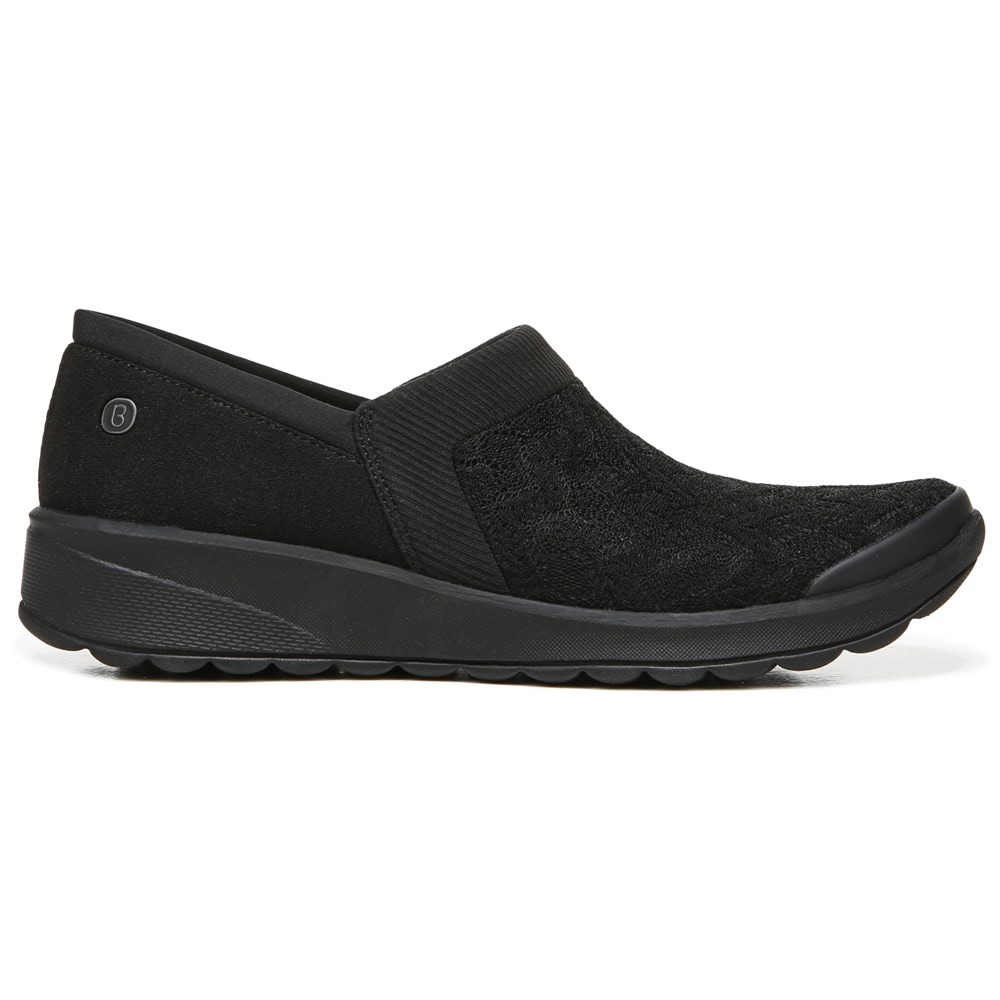 Bzees Gia Slip On - Black Pointelle Knit