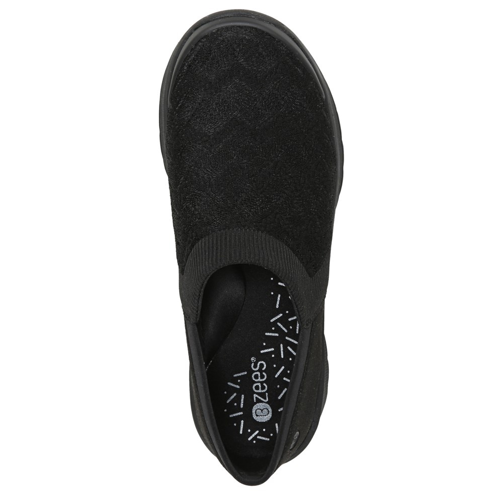 Bzees Gia Slip On - Black Pointelle Knit
