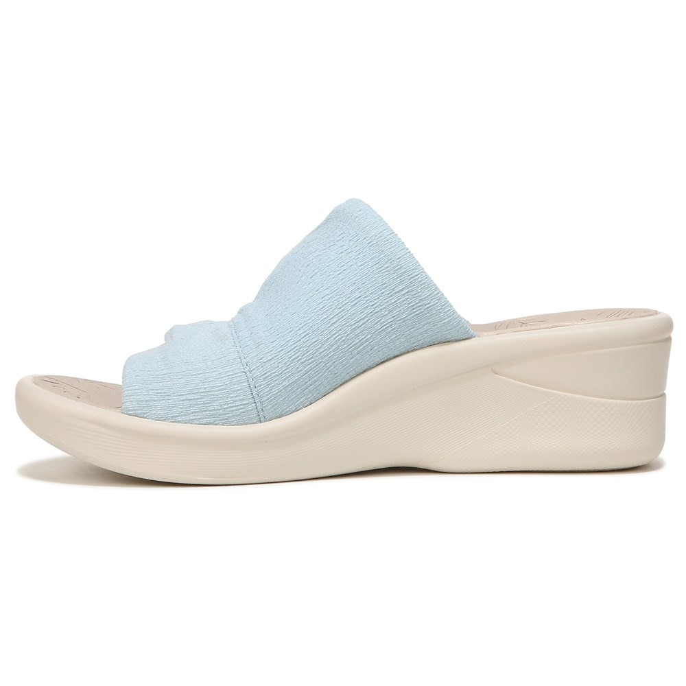 Bzees Smile More Slip On Wedge Sandal - Blue Fabric Bzees Smile More Slip On Wedge Sandal - Blue Fabric