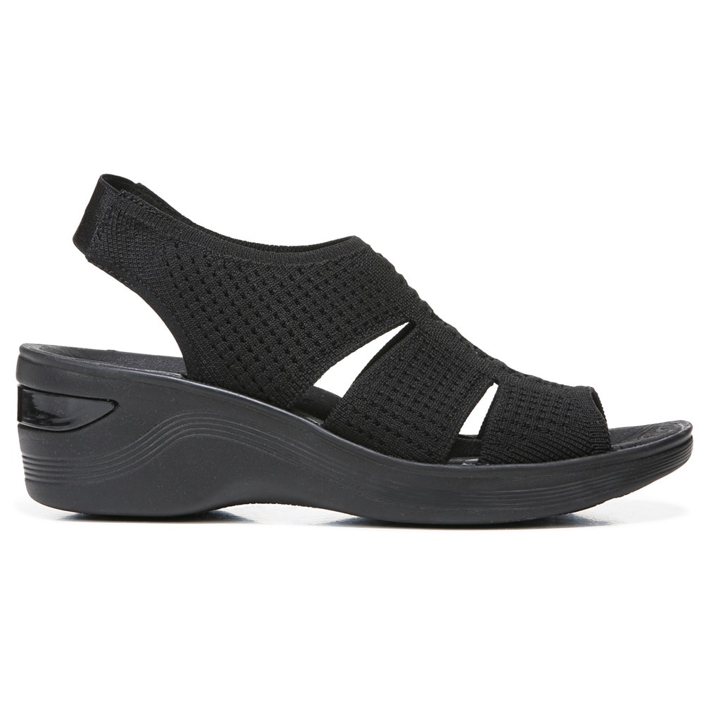Bzees Double Up Slingback Wedge Sandal - Black Knit
