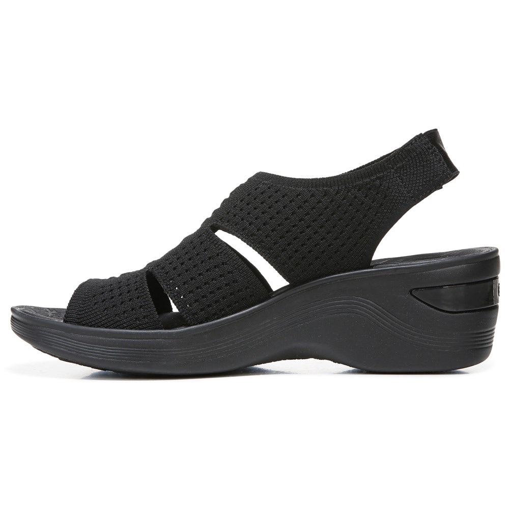 Bzees Double Up Slingback Wedge Sandal - Black Knit