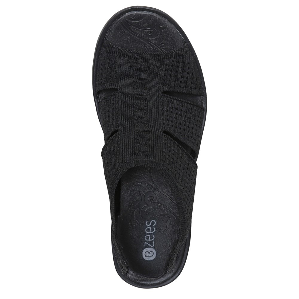 Bzees Double Up Slingback Wedge Sandal - Black Knit