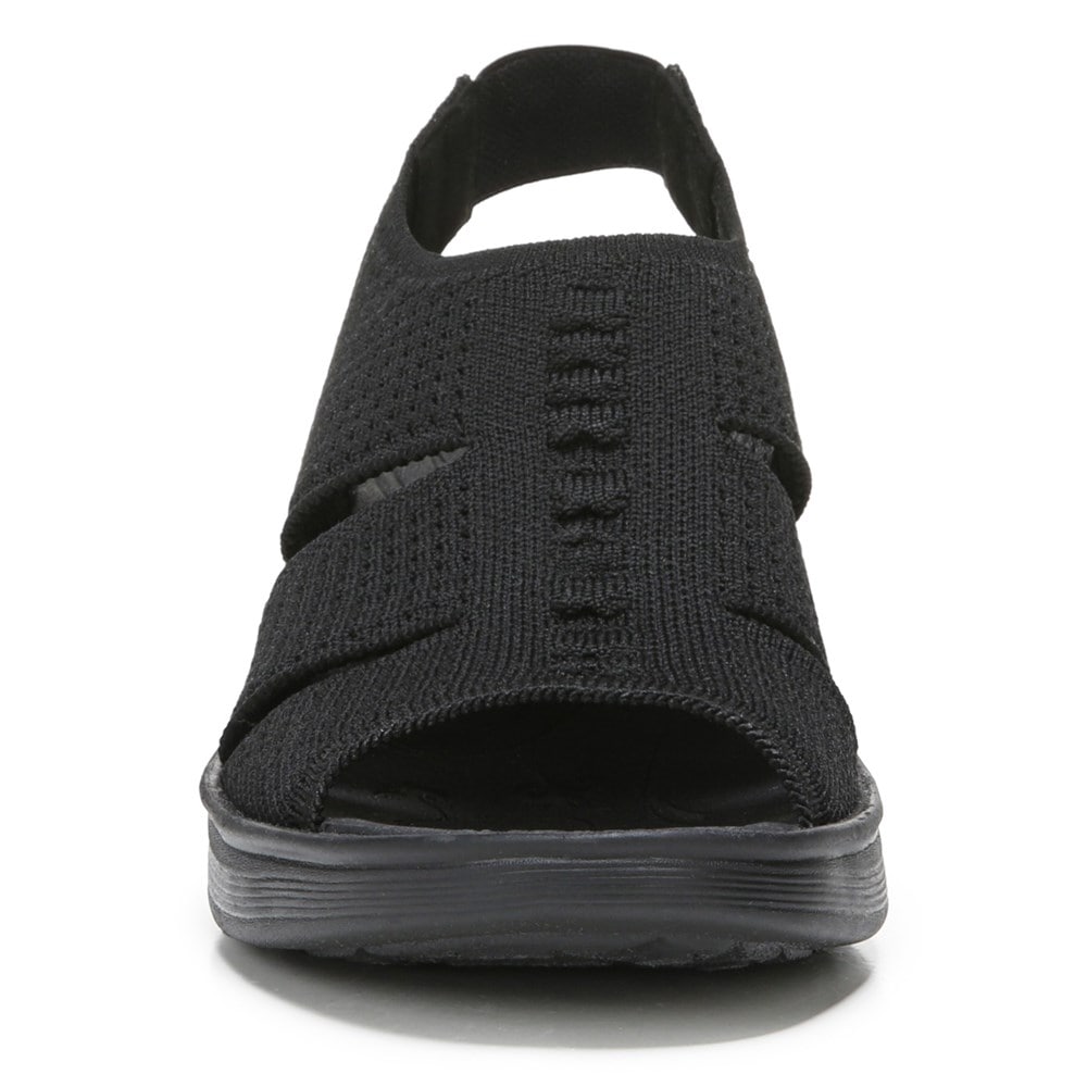Bzees Double Up Slingback Wedge Sandal - Black Knit