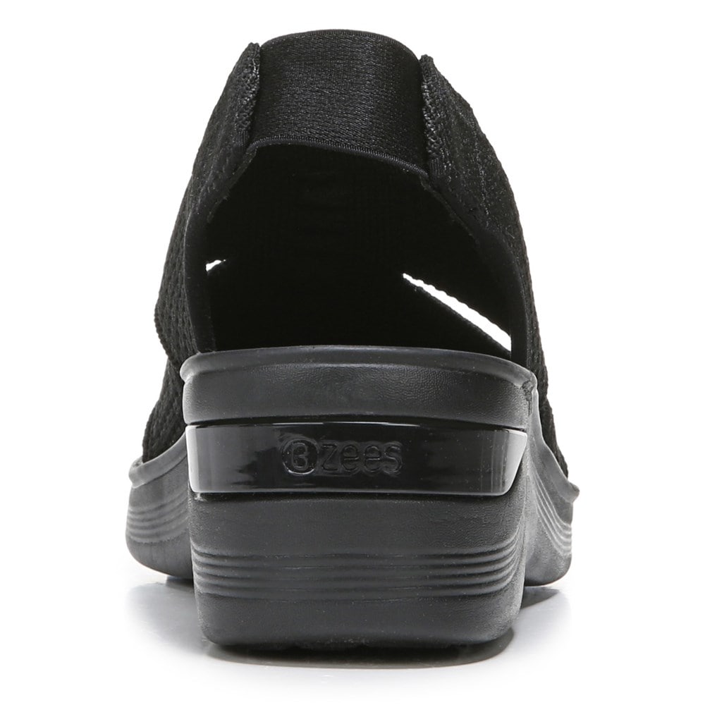 Bzees Double Up Slingback Wedge Sandal - Black Knit