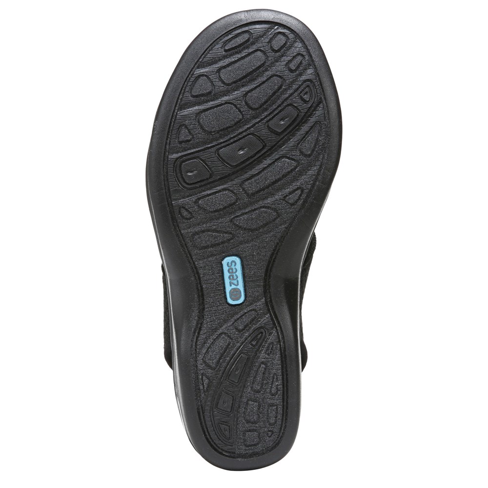 Bzees Double Up Slingback Wedge Sandal - Black Knit