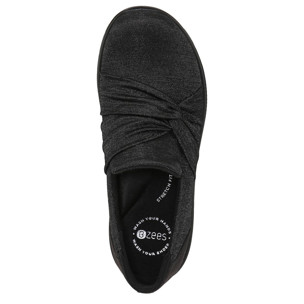 Bzees Glimmer Slip On - Black Shimmer Fabric