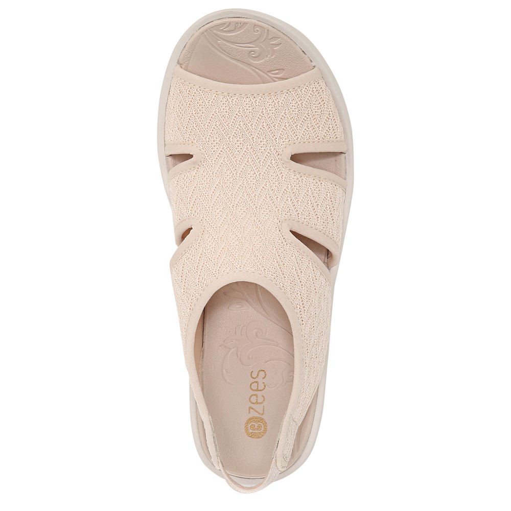 Bzees Daytona Slingback Wedge Sandal - Sand Brown Knit