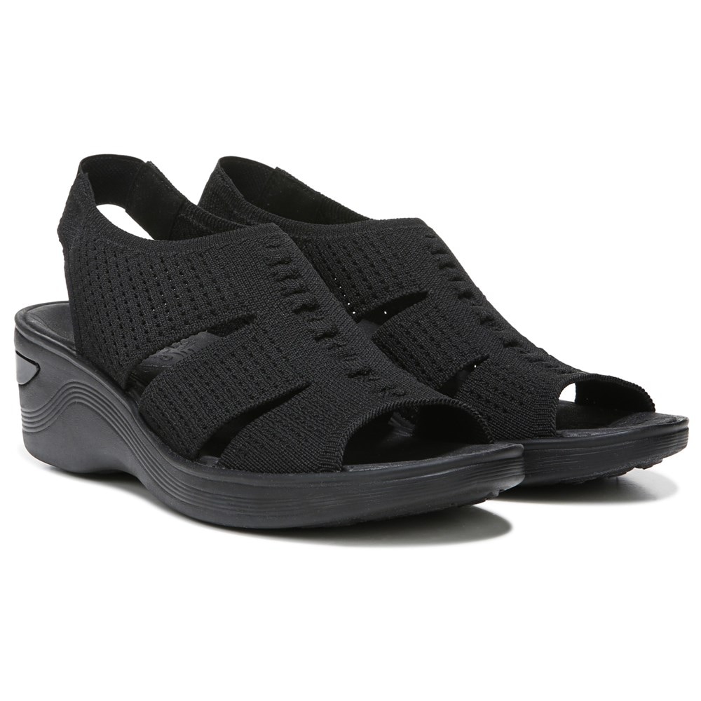 Bzees Double Up Slingback Wedge Sandal - Black Knit  Bzees Double Up Slingback Wedge Sandal - Black Knit