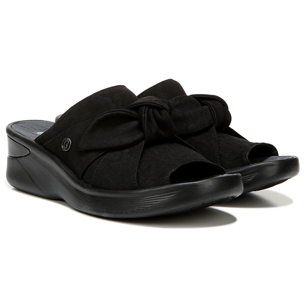 Bzees Smile Wedge Sandal - Black Cheetah Fabric