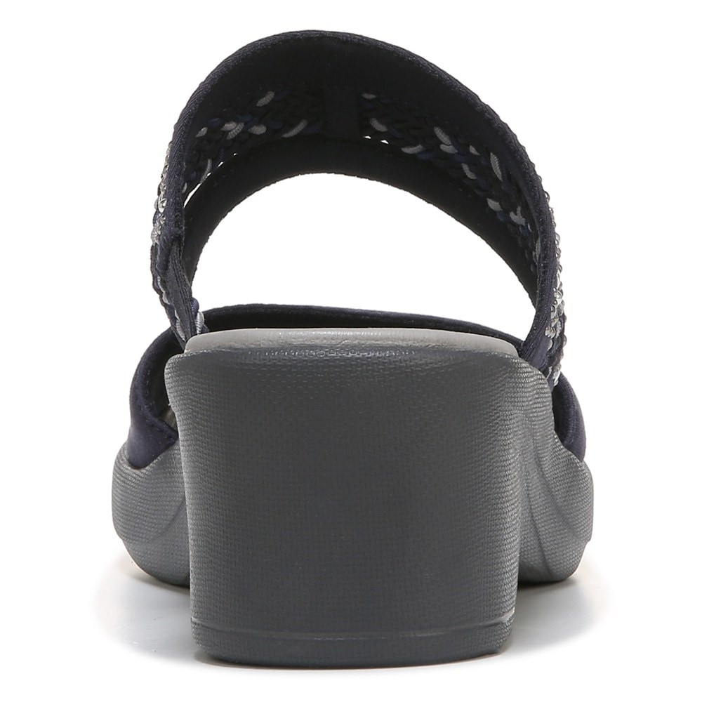 Bzees Fireworks Slide Wedge Sandal - Navy Blue Fabric