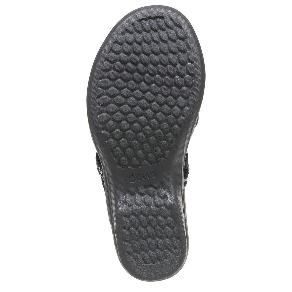 Bzees Fireworks Slide Wedge Sandal - Navy Blue Fabric