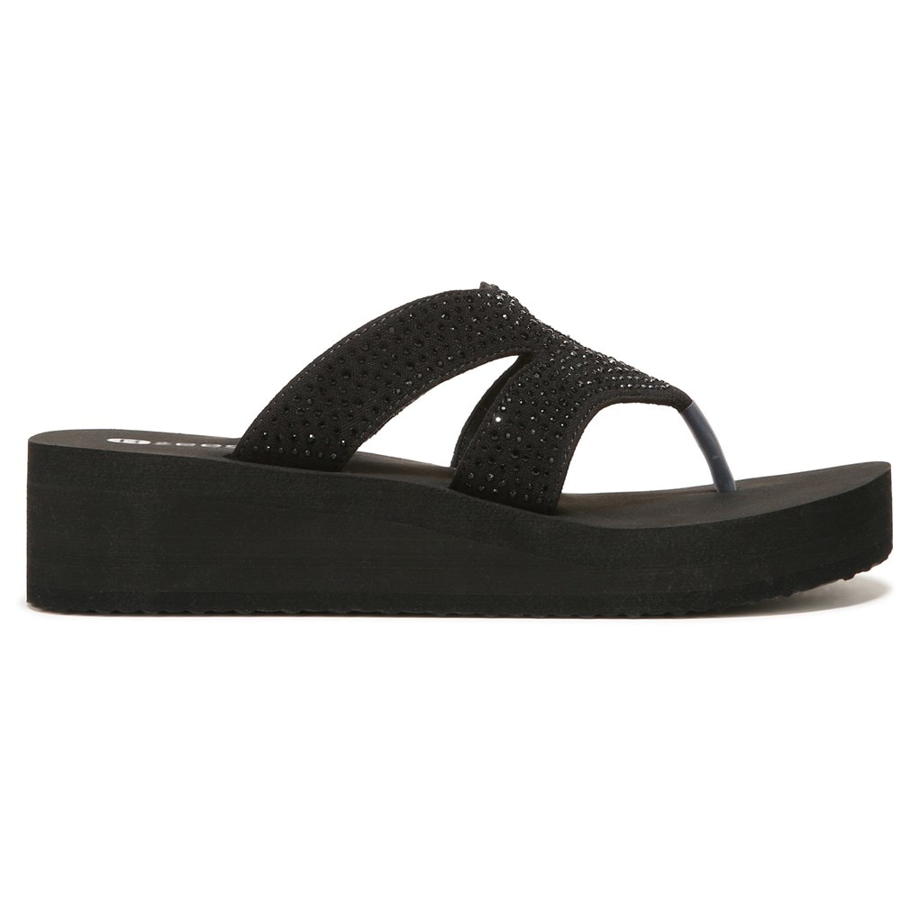 Bzees Rio Wedge Sandal - Black Fabric