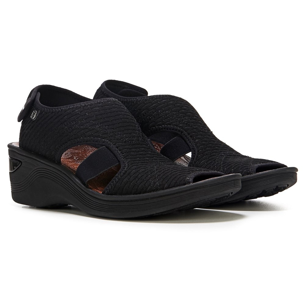 Bzees Dream Wedge Sandal - Black Fabric  Bzees Dream Wedge Sandal - Black Fabric