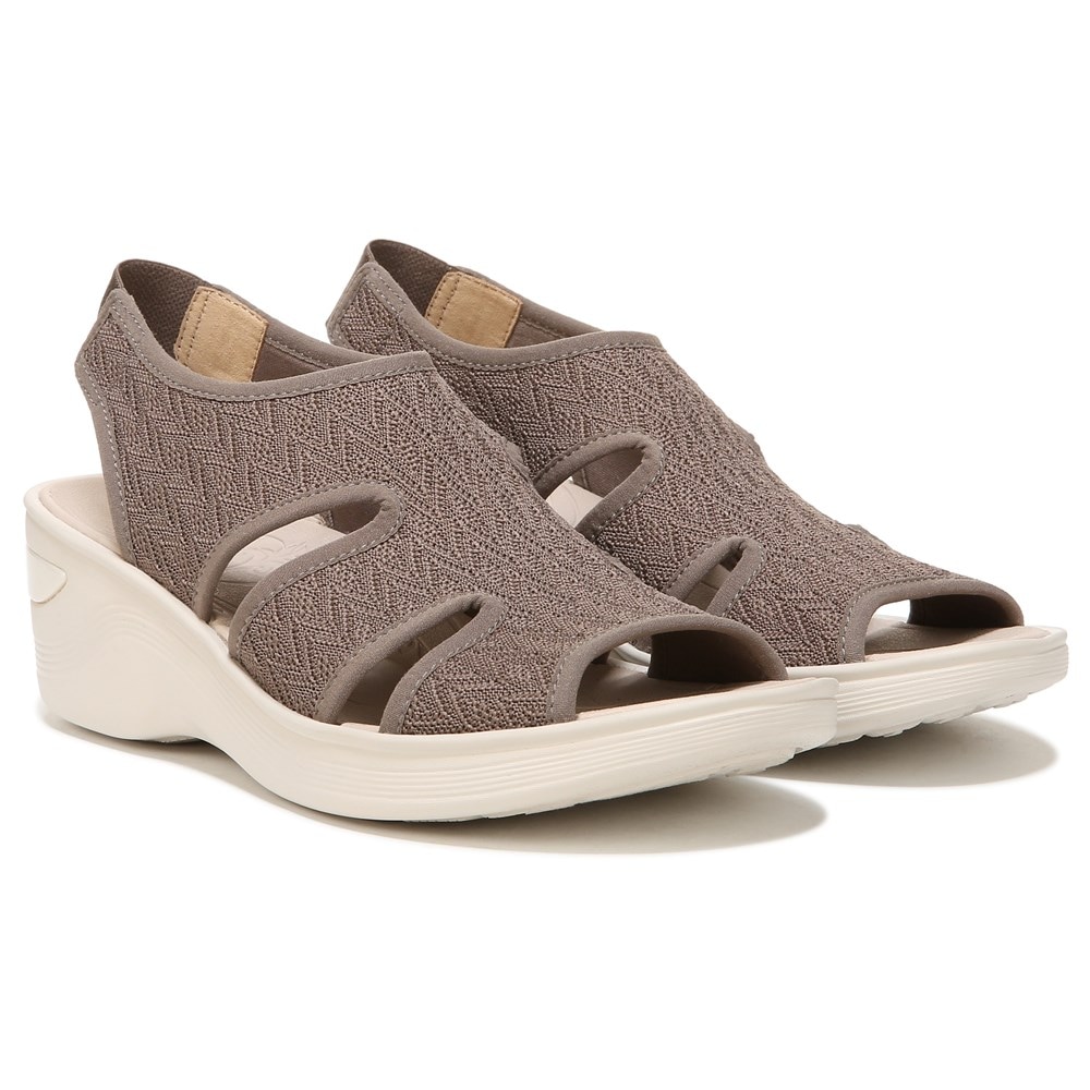 Bzees Daytona Slingback Wedge Sandal - Brown Knit