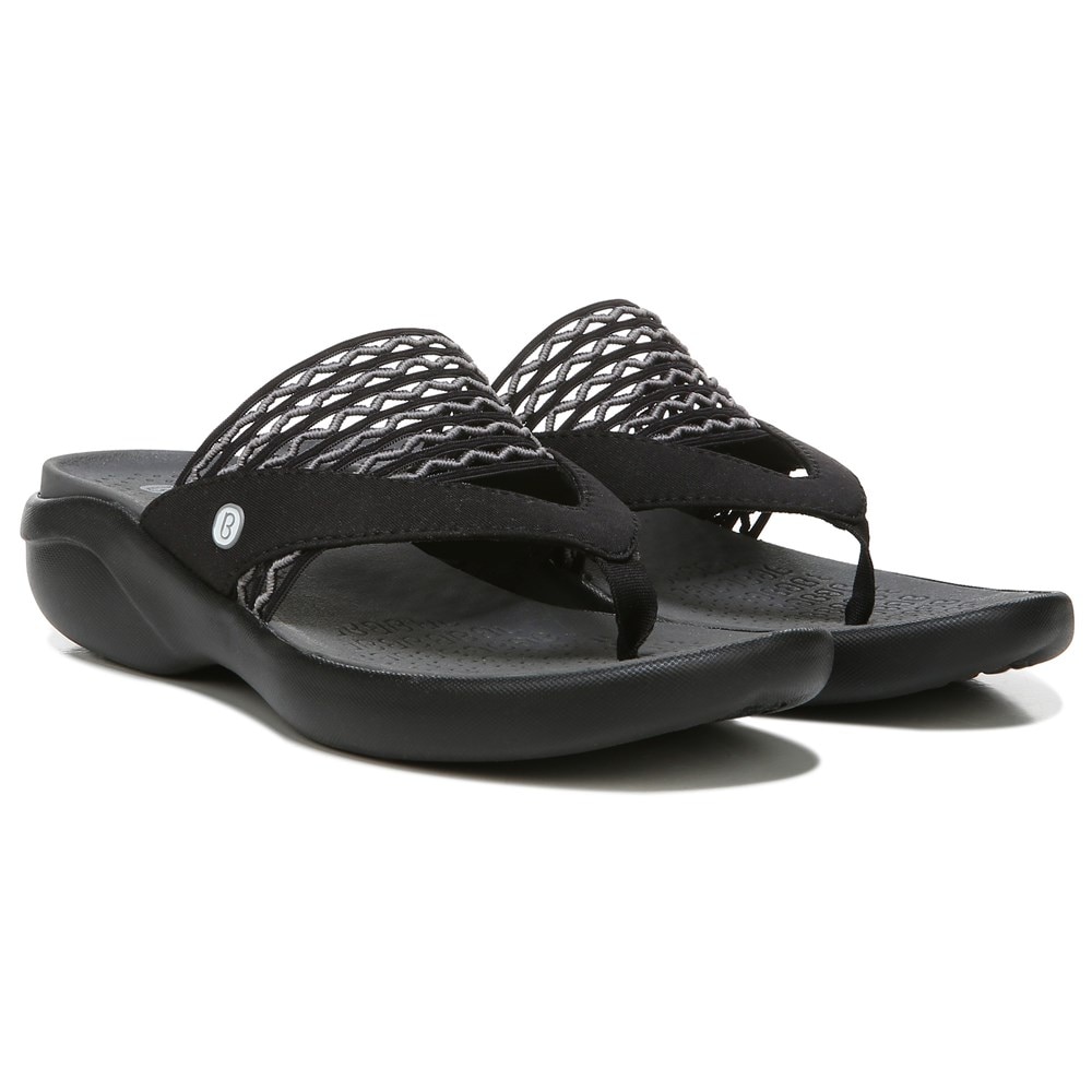 Bzees Cabana Flip Flop Sandal - Black Stretch Fabric