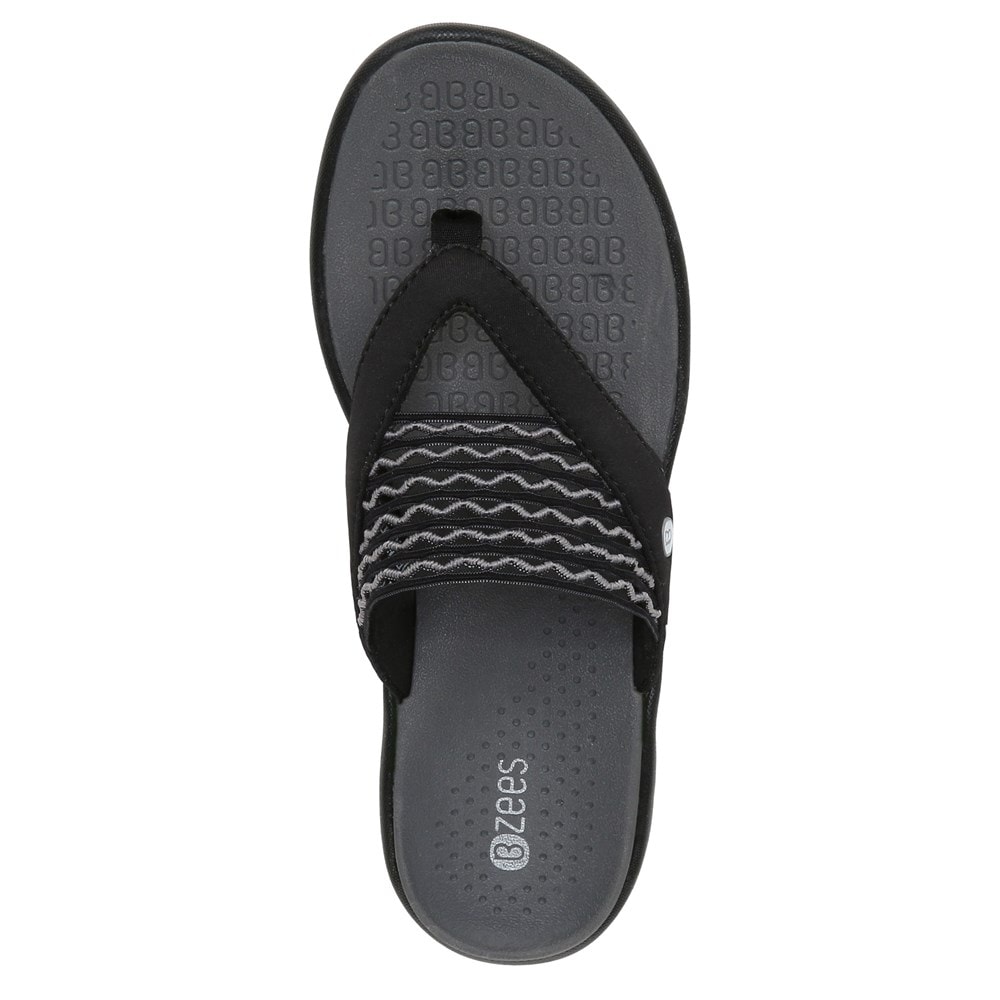 Bzees Cabana Flip Flop Sandal - Black Stretch Fabric