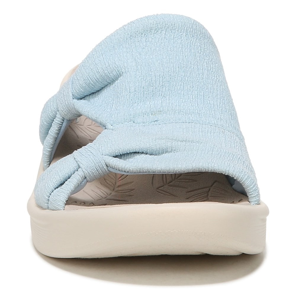 Bzees Smile More Slip On Wedge Sandal - Blue Fabric