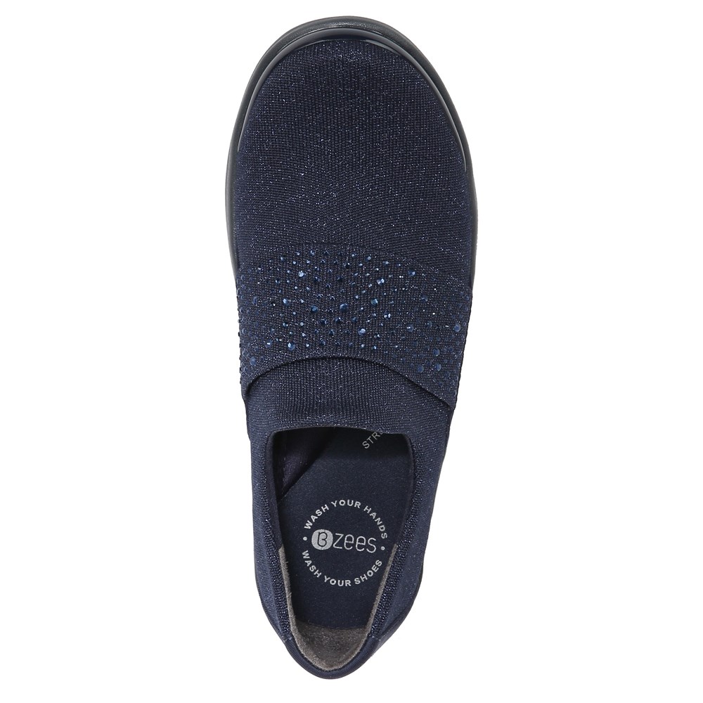 Bzees Pizazz Slip On - Navy Sparkle Knit Fabric Bzees Pizazz Slip On - Navy Sparkle Knit Fabric