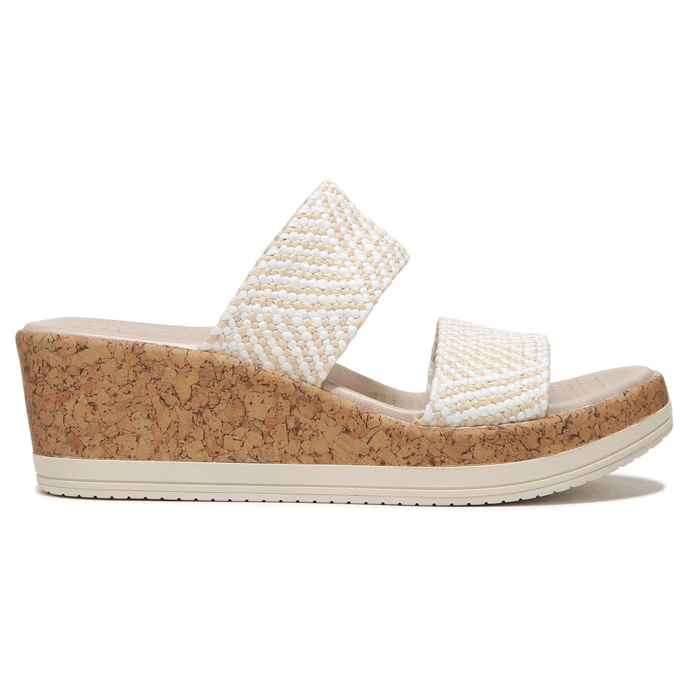 Bzees Resort Wedge Sandal - White Raffia Fabric