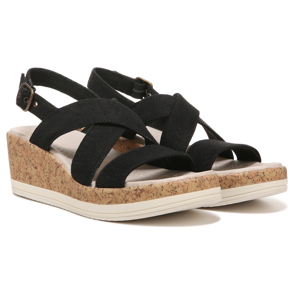 Bzees Radiant Wedge Sandal - Black Fabric  Bzees Radiant Wedge Sandal - Black Fabric