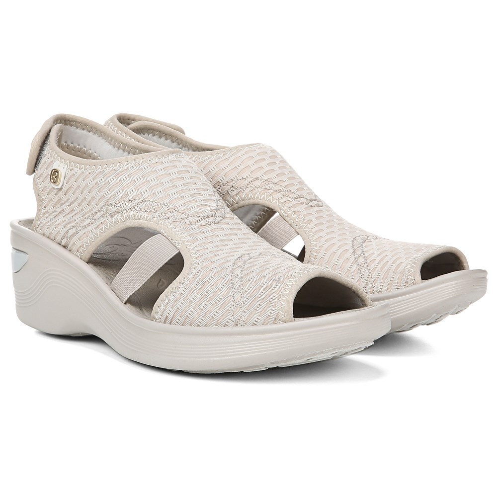 Bzees Dream Wedge Sandal - Beige Sheer Fishnet  Bzees Dream Wedge Sandal - Beige Sheer Fishnet