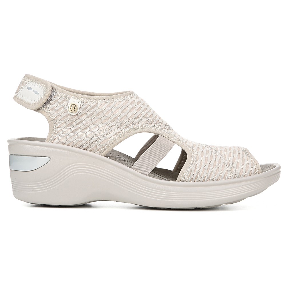 Bzees Dream Wedge Sandal - Beige Sheer Fishnet
