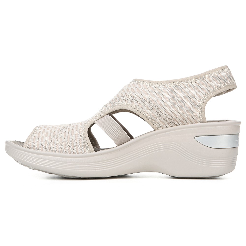 Bzees Dream Wedge Sandal - Beige Sheer Fishnet