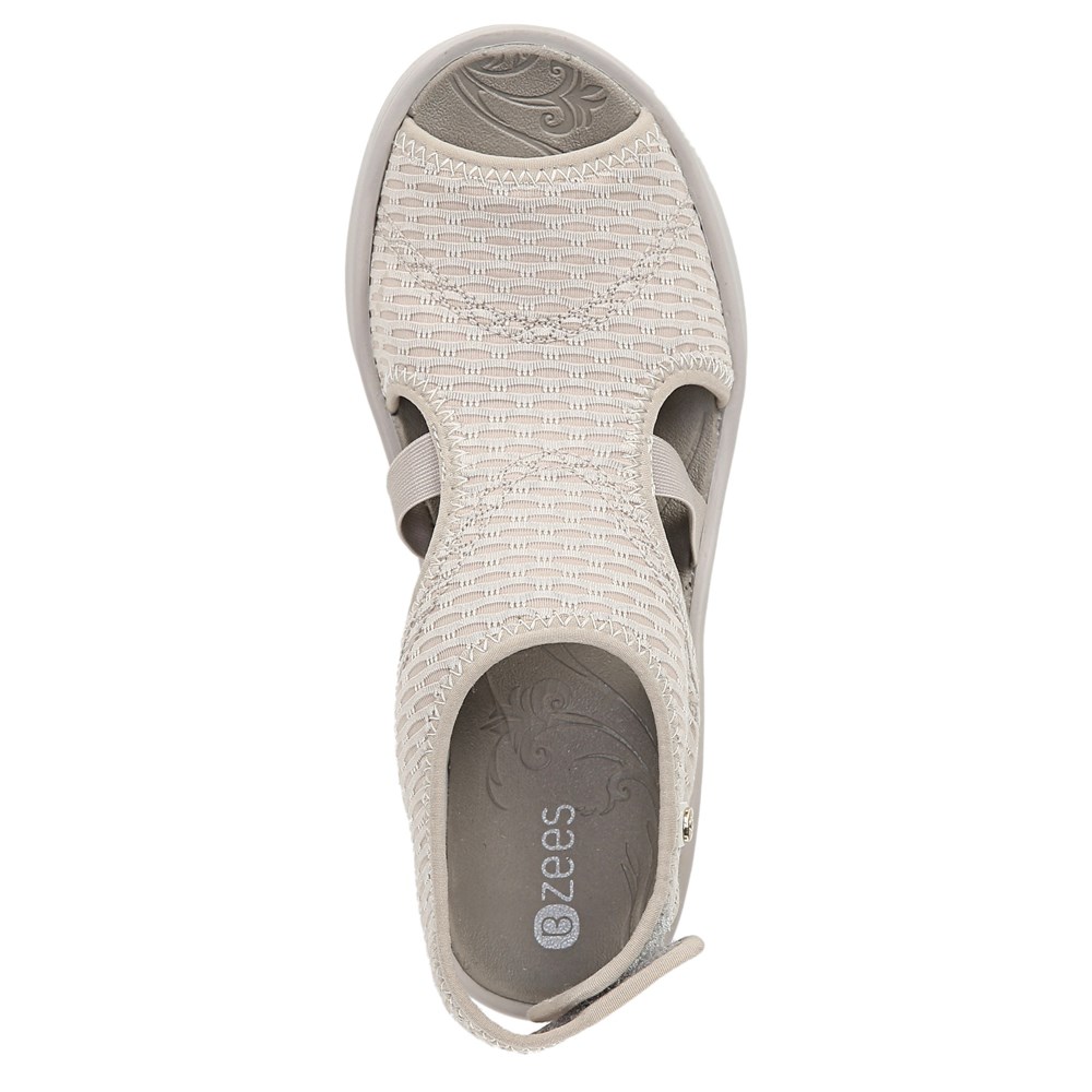 Bzees Dream Wedge Sandal - Beige Sheer Fishnet